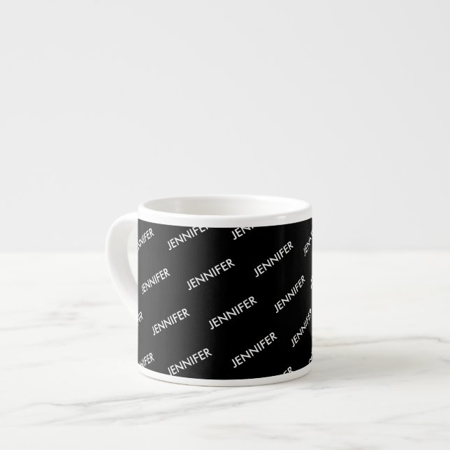 Modern Extravagant You Name It Personalized Black  Espresso Cup (Front Left)