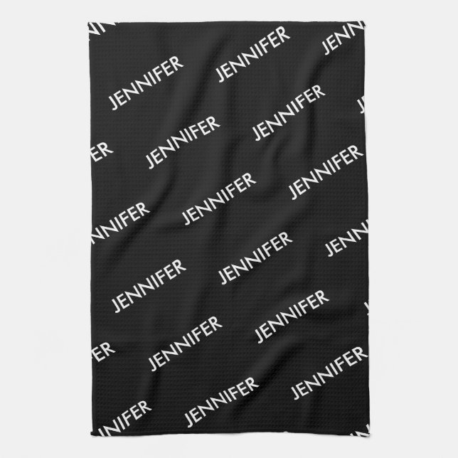 Modern Extravagant You Name It Personalized Black  Kitchen Towel (Vertical)