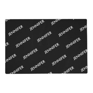 Modern Extravagant You Name It Personalized Black Placemat