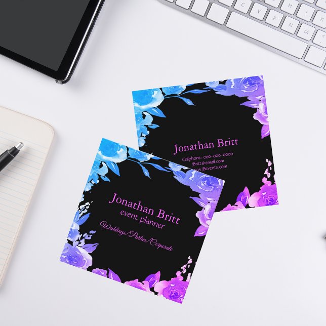 Modern Eye-Catching Floral Square Business Card (Creator Uploaded)