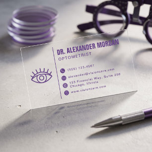 Modern Eye Doctor Clean Optometrist Vision Care Clear Business Cards