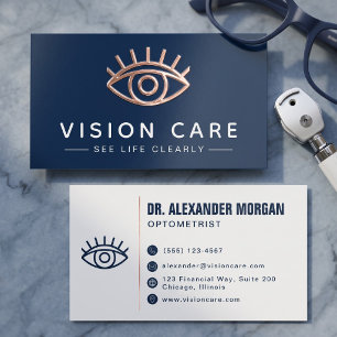Modern Eye Doctor Clean Optometrist Vision Care Foil Business Cards