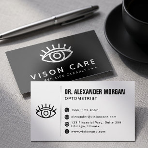 Modern Eye Doctor Clean Optometrist Vision Care Foil Business Cards