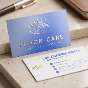 Modern Eye Doctor Clean Optometrist Vision Care Foil Spot Gloss Business Cards