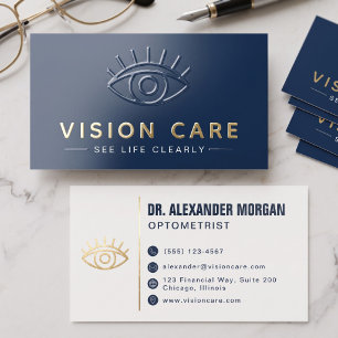 Modern Eye Doctor Clean Optometrist Vision Care Foil Spot Gloss Business Cards