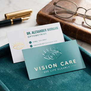 Modern Eye Doctor Clean Optometrist Vision Care Foil Spot Gloss Business Cards