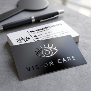 Modern Eye Doctor Clean Optometrist Vision Care Raised Spot UV Business Card