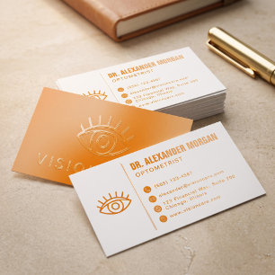 Modern Eye Doctor Clean Optometrist Vision Care Raised Spot UV Business Card