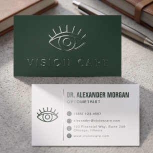 Modern Eye Doctor Clean Optometrist Vision Care Raised Spot UV Business Card