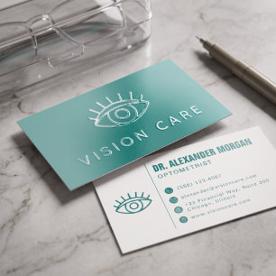 Modern Eye Doctor Clean Optometrist Vision Care Raised Spot UV Business Card
