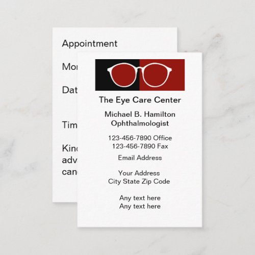 Modern Eye Doctor Medical Appointment Business Card