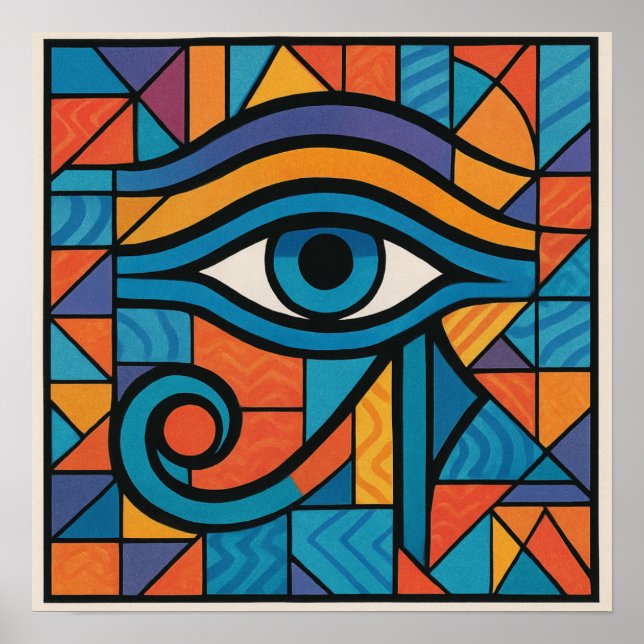 Modern Eye of Horus Geometric Abstract Poster (Front)