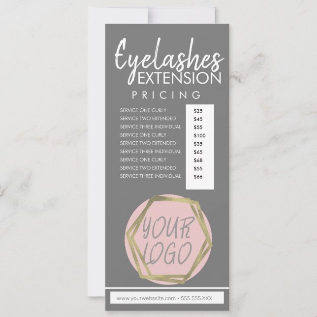 Modern Eyelash Extension Flyer Pricing List C Invitation (Front)