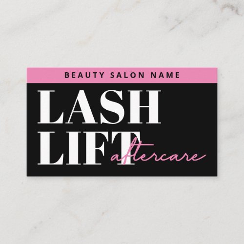 Modern Eyelash Extensions Lash Lift Aftercare Card