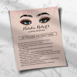 Modern Eyelash Makeup Artist Aftercare Instruction Flyer<br><div class="desc">Rose Gold Glitter Drips Gold Lashes Makeup Artist Aftercare Instruction Flyers.</div>