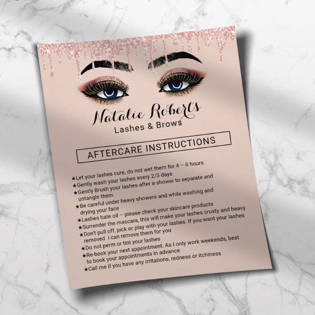 Modern Eyelash Makeup Artist Aftercare Instruction Flyer (Creator Uploaded)