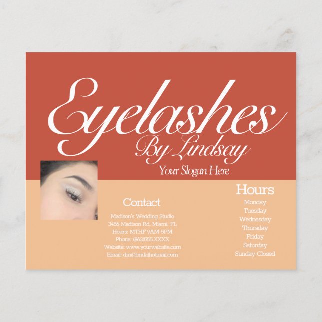 Modern Eyelash Services  Earthy Session Brochure Flyer (Back)