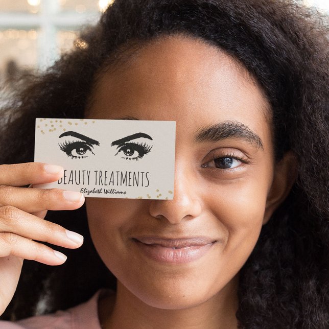 Modern Eyes & Gold Beauty Treatment | Beautician Business Card (Creator Uploaded)