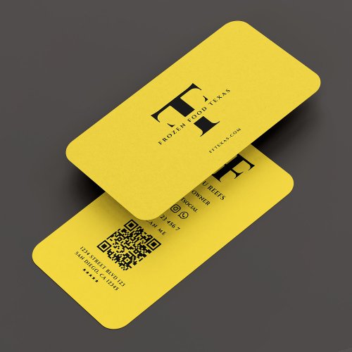 Modern F T Logo Monogram Yellow Black Business Card