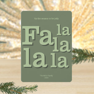 Modern Fa La Green Simple Typography Chic Holiday Card