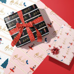 Modern Fa La La Christmas Nutcracker Characters Wrapping Paper Sheets<br><div class="desc">Modern and festive fa la la three sheet nutcracker theme wrapping paper patterns. Simple watercolor brush stripe with faux gold swirl design. Features different nutcracker characters including nutcracker, king mouse, ballerina, and Christmas theme designs such as Snowman and Christmas tree. ilustration. Background colors can be changed to suit your preference....</div>