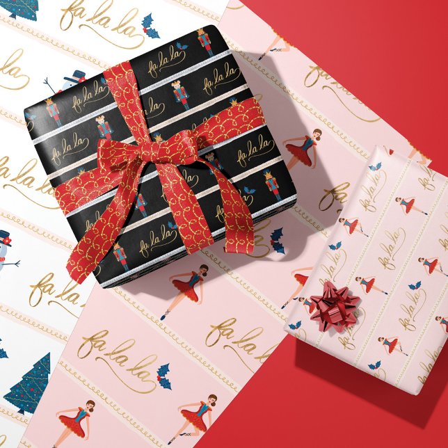 Modern Fa La La Christmas Nutcracker Characters Wrapping Paper Sheets (Modern Fa La La Christmas Nutcracker Characters Wrapping Paper Sheets)