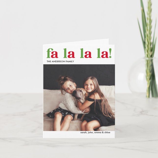 Modern Fa La La Christmas Photo Card (Front)