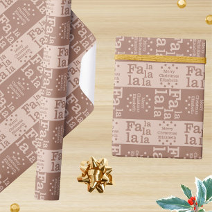 Modern Fa La Mocha Simple Christmas Add Name Wrapping Paper