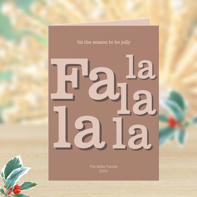 Modern Fa La Mocha Simple Typography Trendy Holiday Card (Bold typography design and earthy Christmas colors of mocha chocolate mousse set these cards apart)