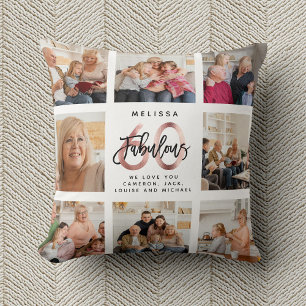 Modern Fabulous 60th Birthday Photos Rose Gold  Throw Pillow