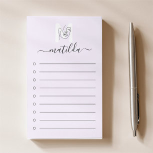 Modern Face Line Art & Script Monogram Name Post-it Notes