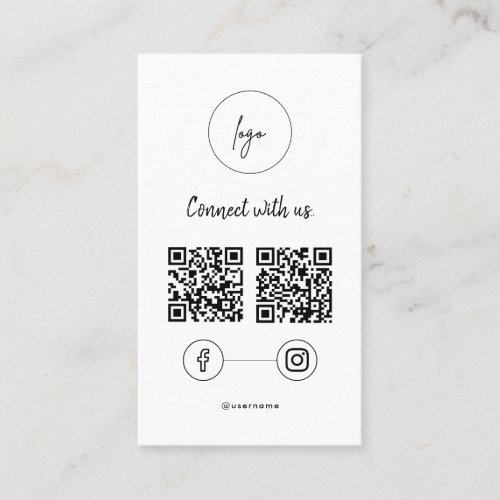 Modern Facebook Instagram QR Code Connect With Us Business Card