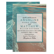 Modern Fade Tropical Beach Sea Wedding Card