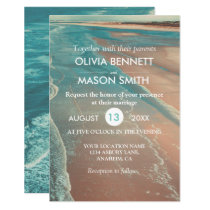 Modern Fade Tropical Beach Sea Wedding Card