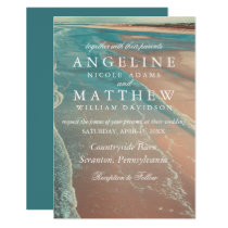 Modern Fade Tropical Beach Sea Wedding Card