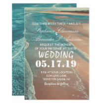 Modern Fade Tropical Beach Sea Wedding Card