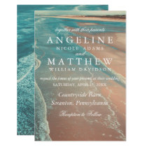 Modern Fade Tropical Beach Sea Wedding Card