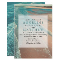 Modern Fade Tropical Beach Sea Wedding Card