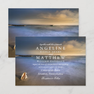 Modern Fade Tropical Beach Sea Wedding Card