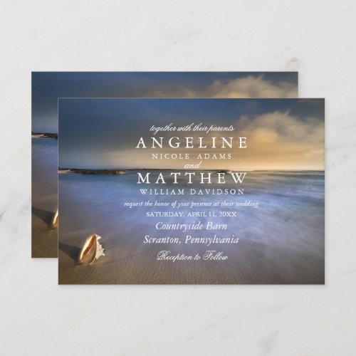 Modern Fade Tropical Beach Sea Wedding Card