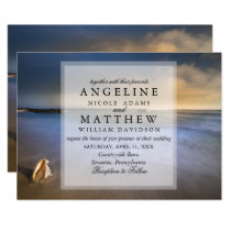 Modern Fade Tropical Beach Sea Wedding Card