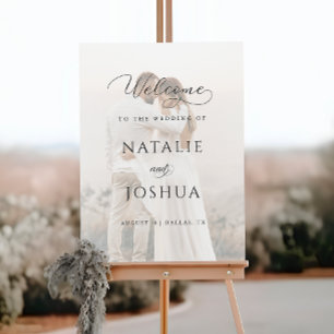 Modern Faded Photo Casual Wedding Welcome Sign