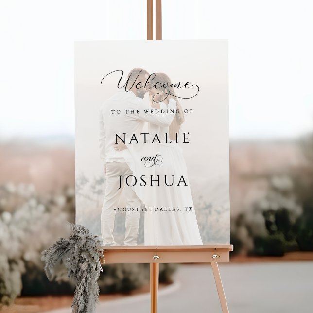 Modern Faded Photo Casual Wedding Welcome Sign (Creator Uploaded)