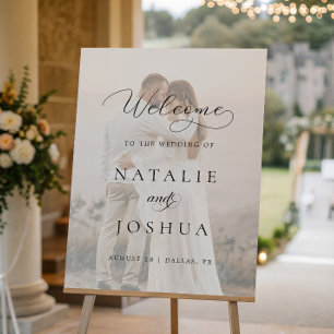Modern Faded Photo Casual Wedding Welcome Sign