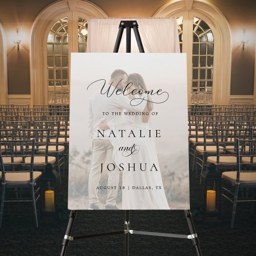 Modern Faded Photo Casual Wedding Welcome Sign