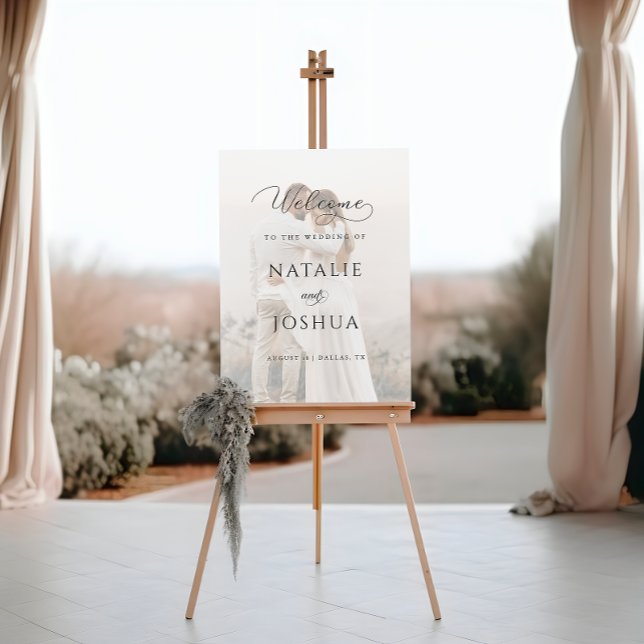 Modern Faded Photo Casual Wedding Welcome Sign (Creator Uploaded)