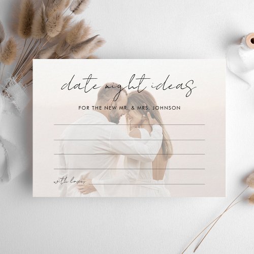 Modern Faded Photo Date Night Ideas Bridal Shower Enclosure Card