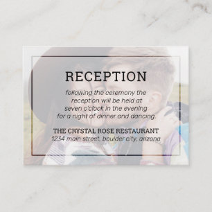 Modern Faded Photo Minimalist Typography Reception Enclosure Card