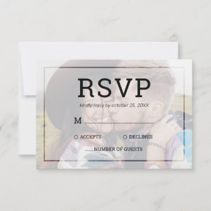 Modern Faded Photo Minimalist Typography Wedding RSVP Card