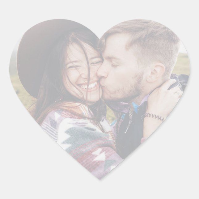 Modern Faded Photo Romantic Couple Heart Sticker (Front)